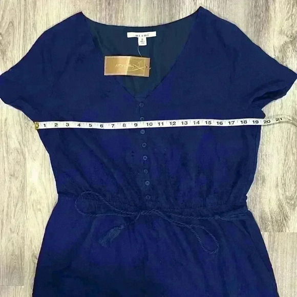 NWT MiAmi Francesca’s V Neck Navy Crochet Short Sleeve Cotton Romper Size L - Picture 7 of 8